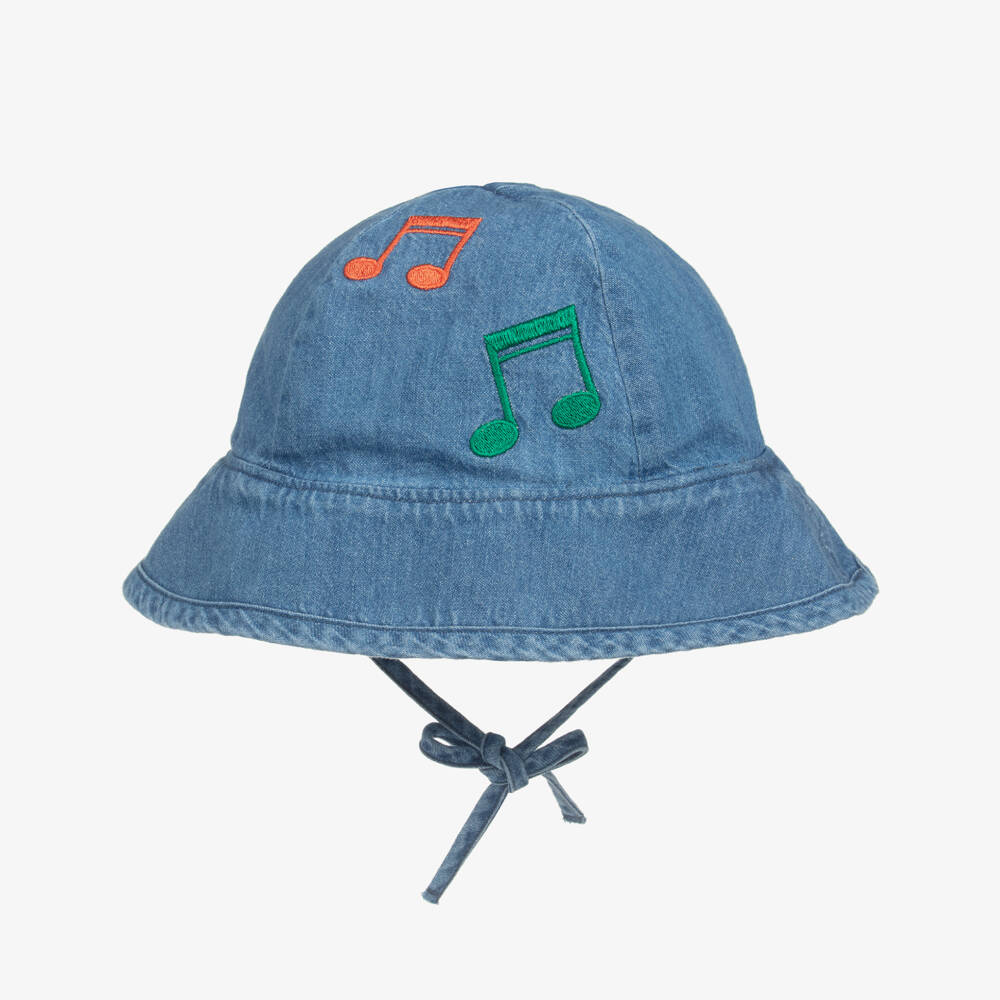 Mini Rodini-Girls Chambray Hat with Music Embroidery | Childrensalon Outlet
