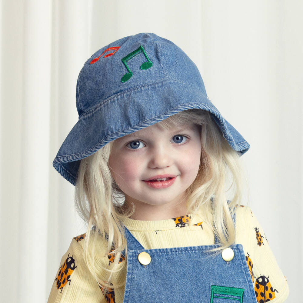 Mini Rodini-قبعة شامبراي للبنات بتطريز موسيقي | Childrensalon Outlet
