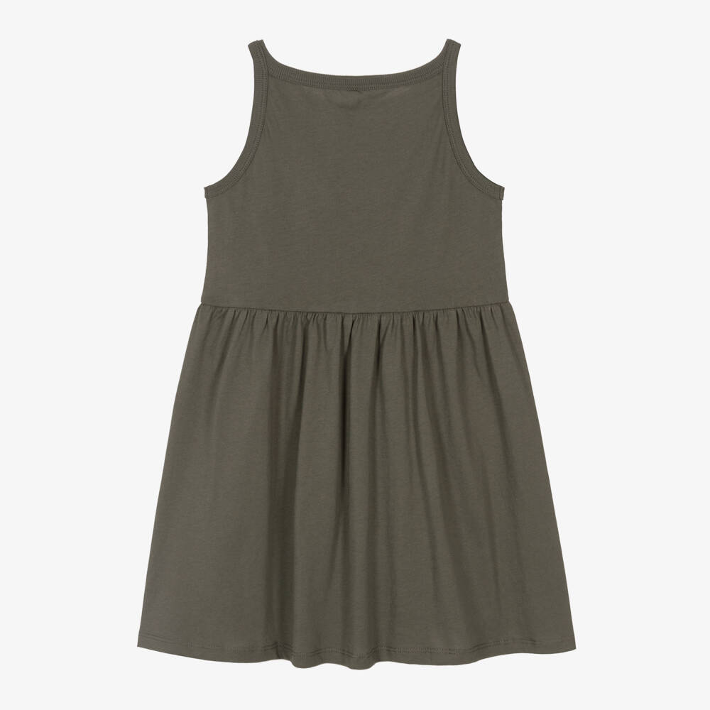 Mini Rodini-Платье из хлопка с вышивкой в виде сердца для девочек в угольном цвете | Childrensalon Outlet