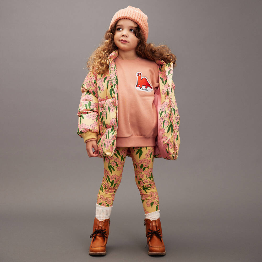 Mini Rodini-Girls Coral Pink Dino Motif Organic Cotton Sweatshirt | Childrensalon Outlet