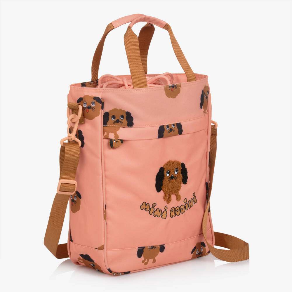 Mini Rodini-Girls Coral Pink Dog Print Crossbody Bag (32cm) | Childrensalon Outlet