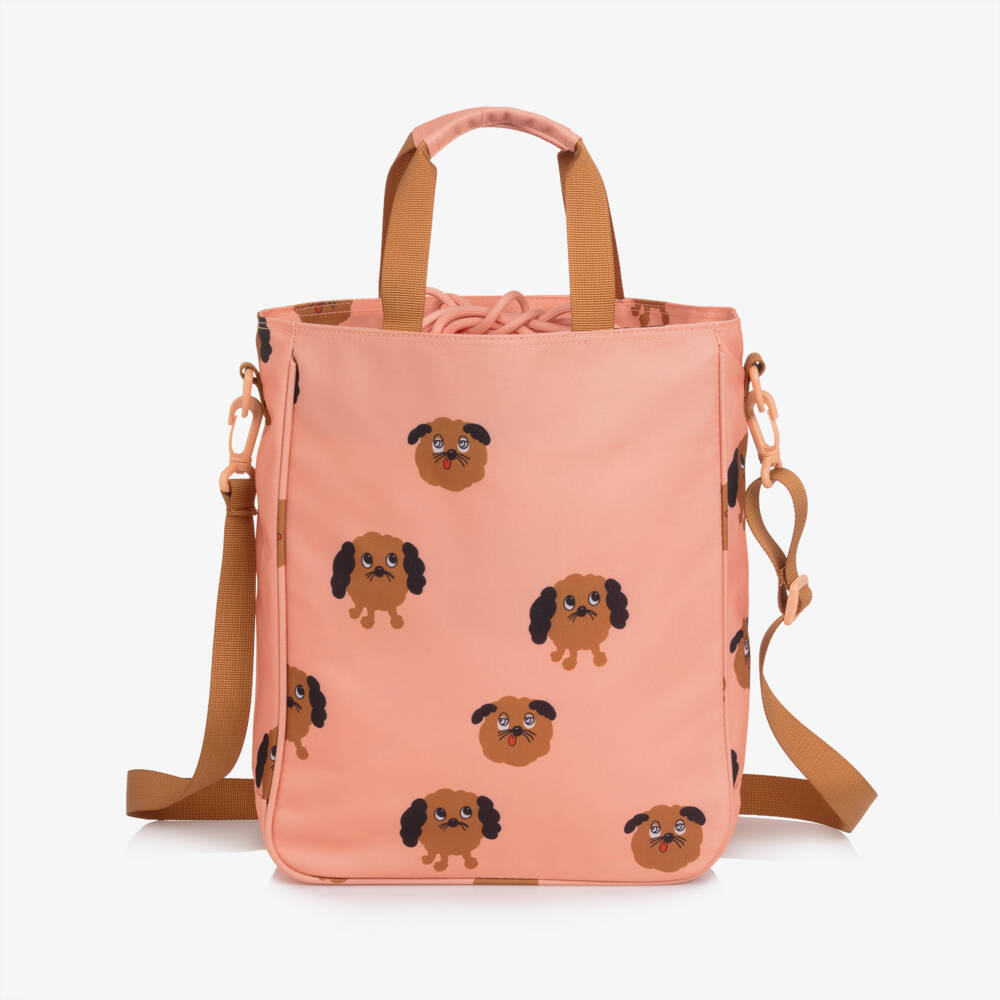 Mini Rodini-Girls Coral Pink Dog Print Crossbody Bag (32cm) | Childrensalon Outlet