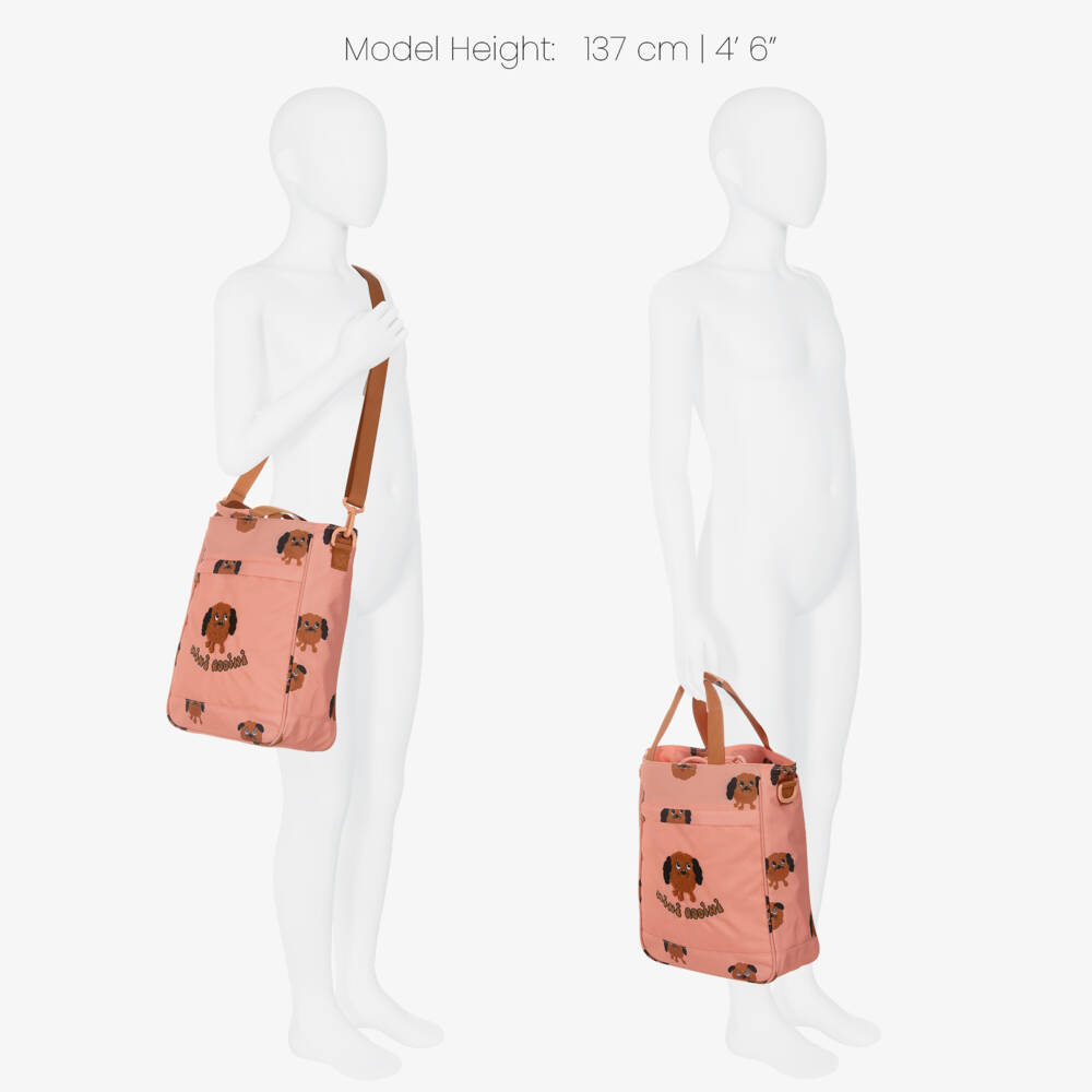 Mini Rodini-Girls Coral Pink Dog Print Crossbody Bag (32cm) | Childrensalon Outlet