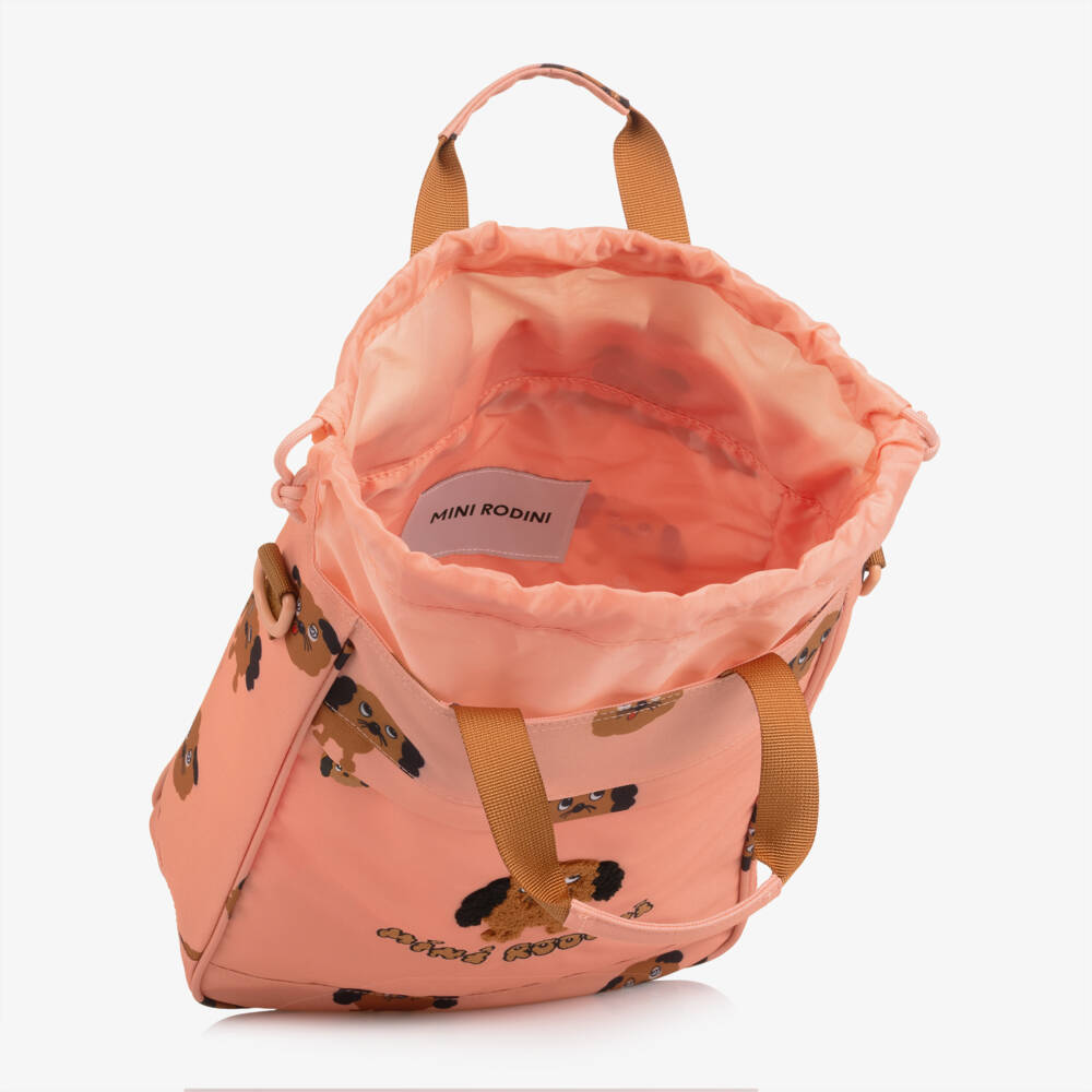 Mini Rodini-Girls Coral Pink Dog Print Crossbody Bag (32cm) | Childrensalon Outlet