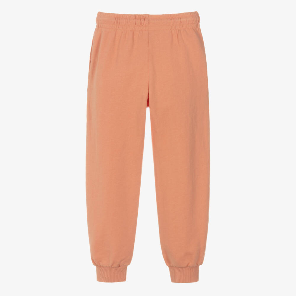 Mini Rodini-Girls Coral Pink Organic Cotton Joggers with Dog Motifs | Childrensalon Outlet