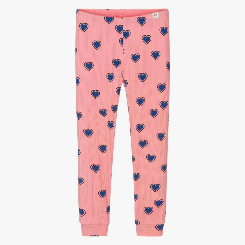 Mini Rodini-Уютные розовые леггинсы с сердечками для девочек | Childrensalon Outlet