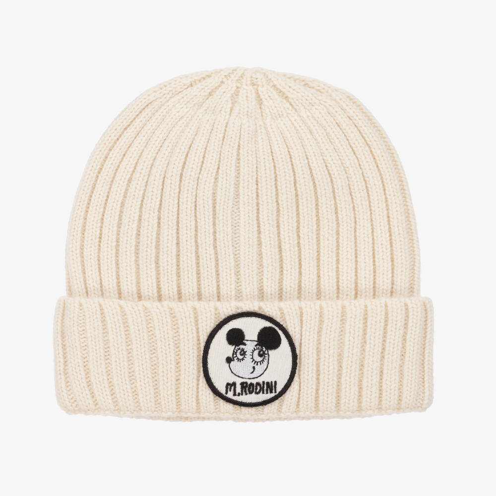 Mini Rodini-Girls Cozy White Woolen Beanie | Childrensalon Outlet