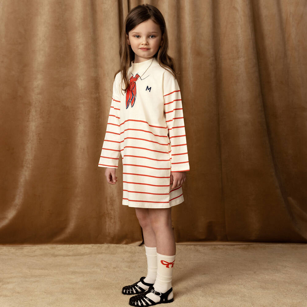 Mini Rodini-Girls Cream Scarf Patterned Dress | Childrensalon Outlet