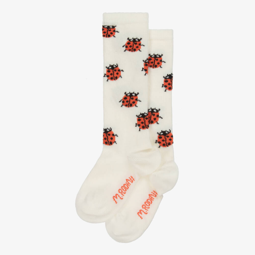 Mini Rodini-Girls Creamy Ladybird Knit Socks | Childrensalon Outlet