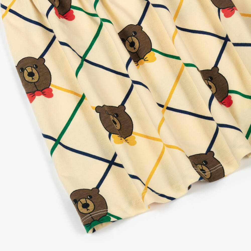 Mini Rodini-Girls Dark Ivory Cotton Bear Print Dress | Childrensalon Outlet
