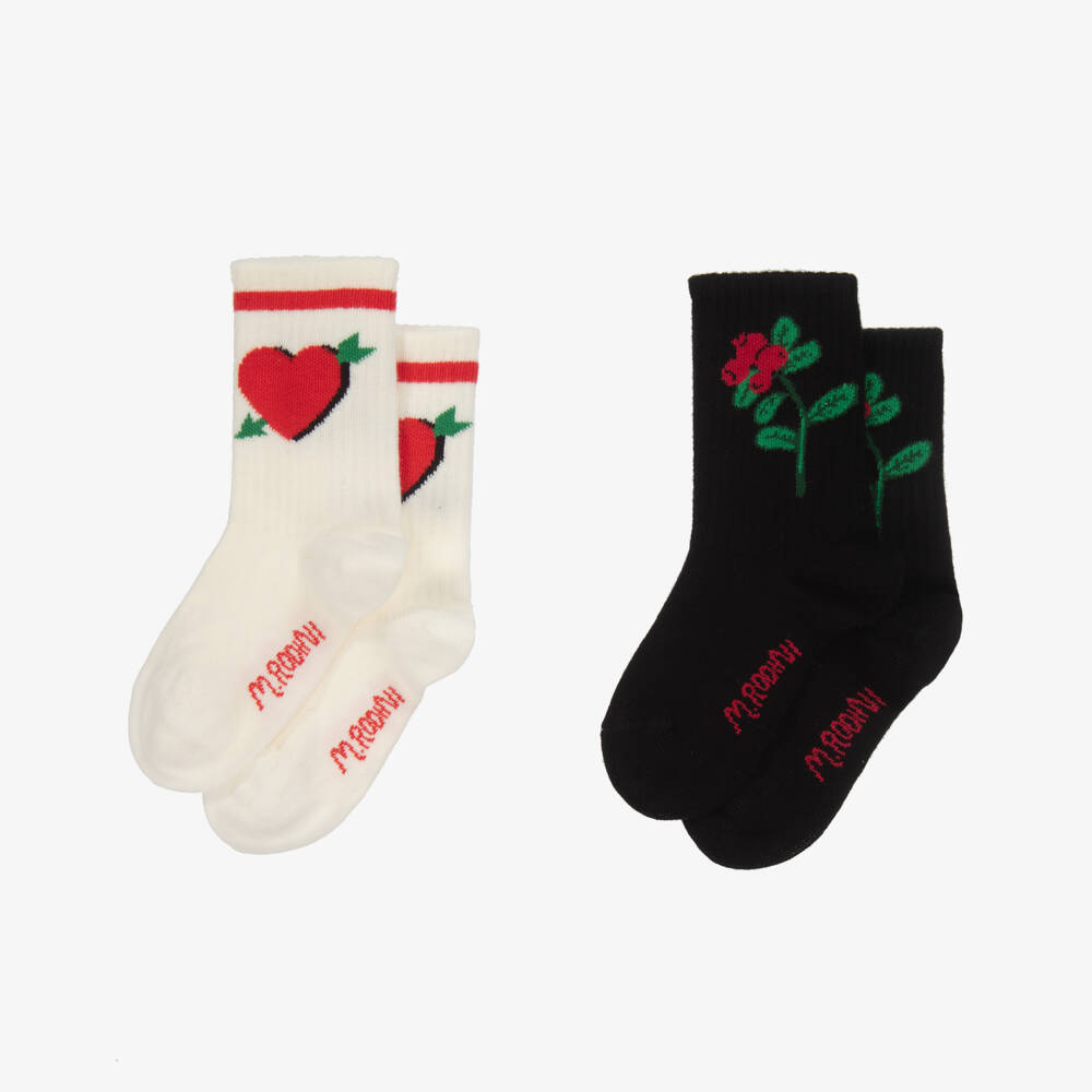 Mini Rodini-Girls Dual-Tone Organic Cotton Sock Duo | Childrensalon Outlet