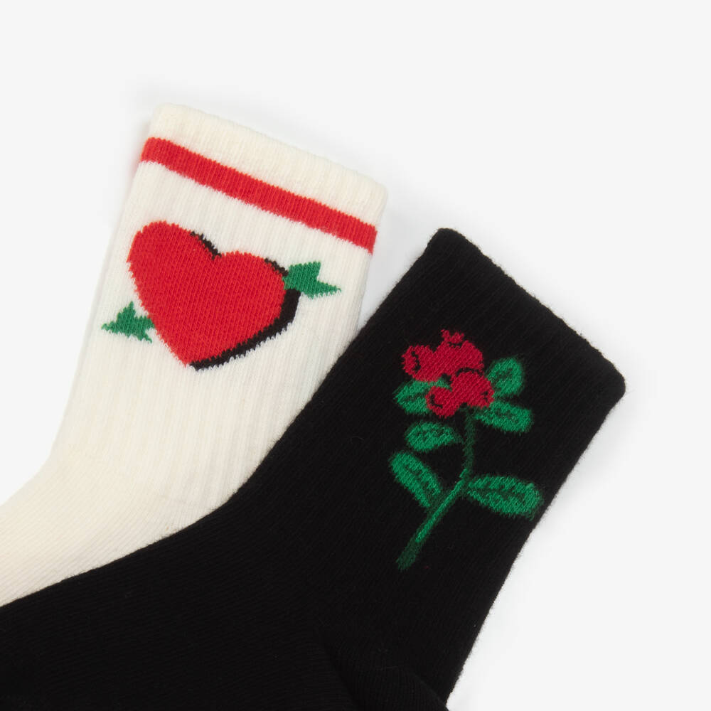 Mini Rodini-Girls Dual-Tone Organic Cotton Sock Duo | Childrensalon Outlet