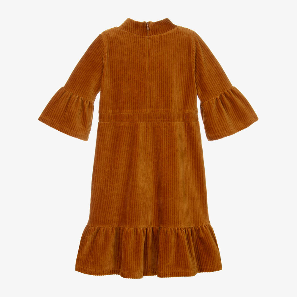 Mini Rodini-Платье из вельвета землистого оттенка для девочек | Childrensalon Outlet