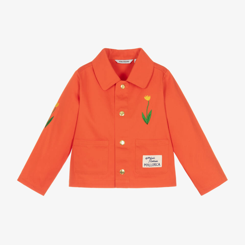 Mini Rodini-Girls Floral Embroidered Cotton Jacket | Childrensalon Outlet