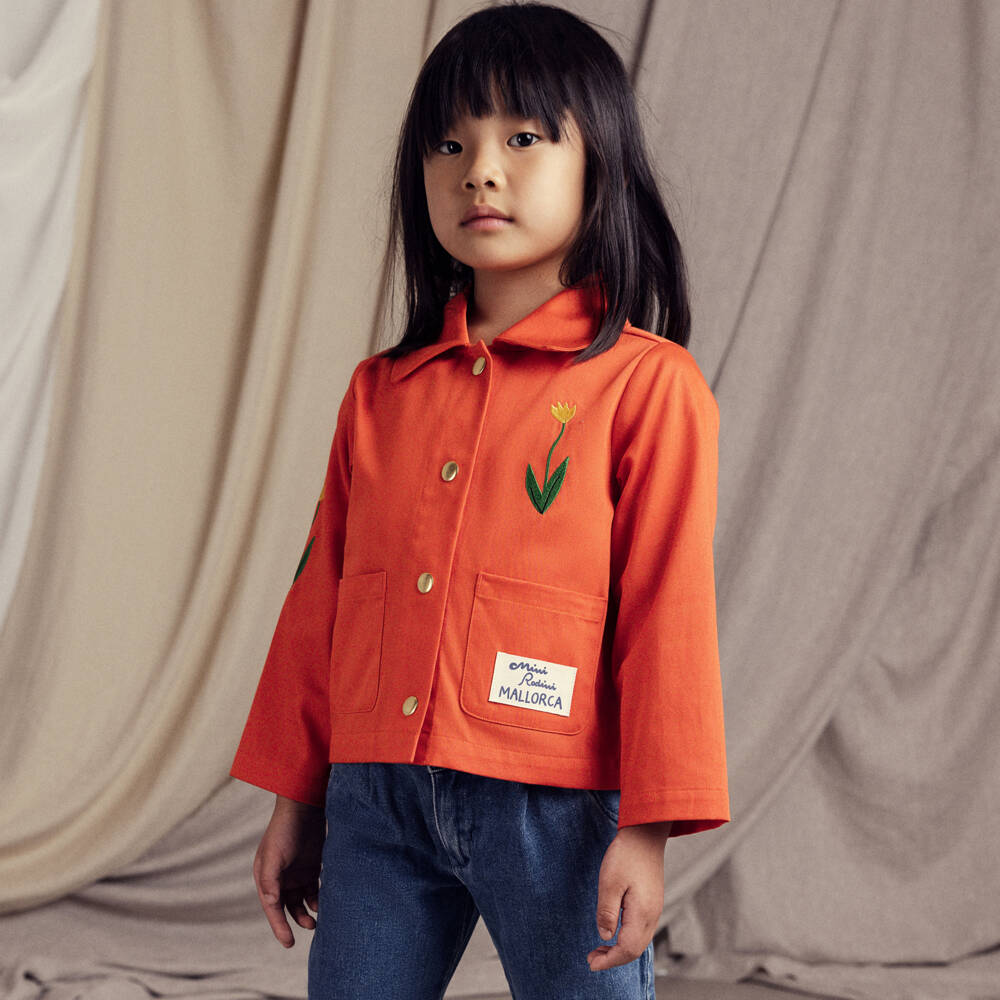 Mini Rodini-Girls Floral Embroidered Cotton Jacket | Childrensalon Outlet