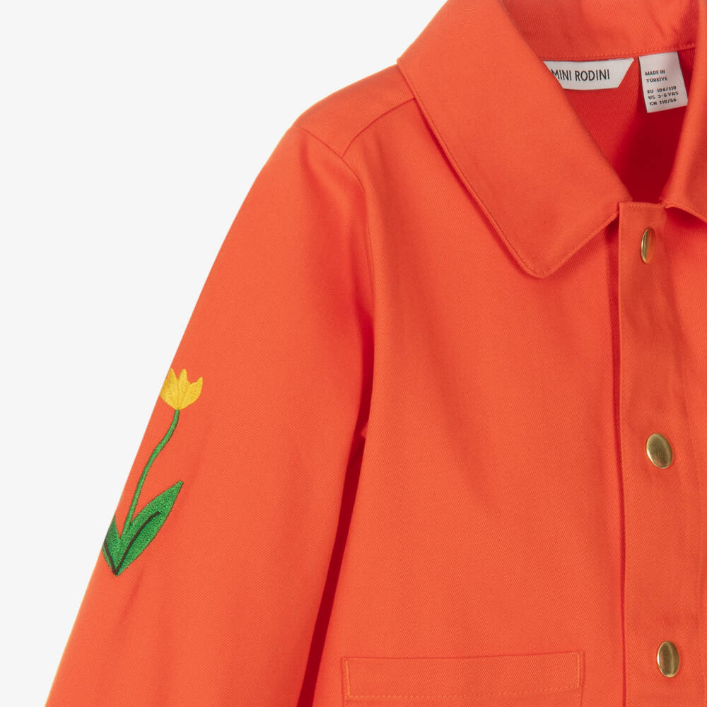 Mini Rodini-Girls Floral Embroidered Cotton Jacket | Childrensalon Outlet