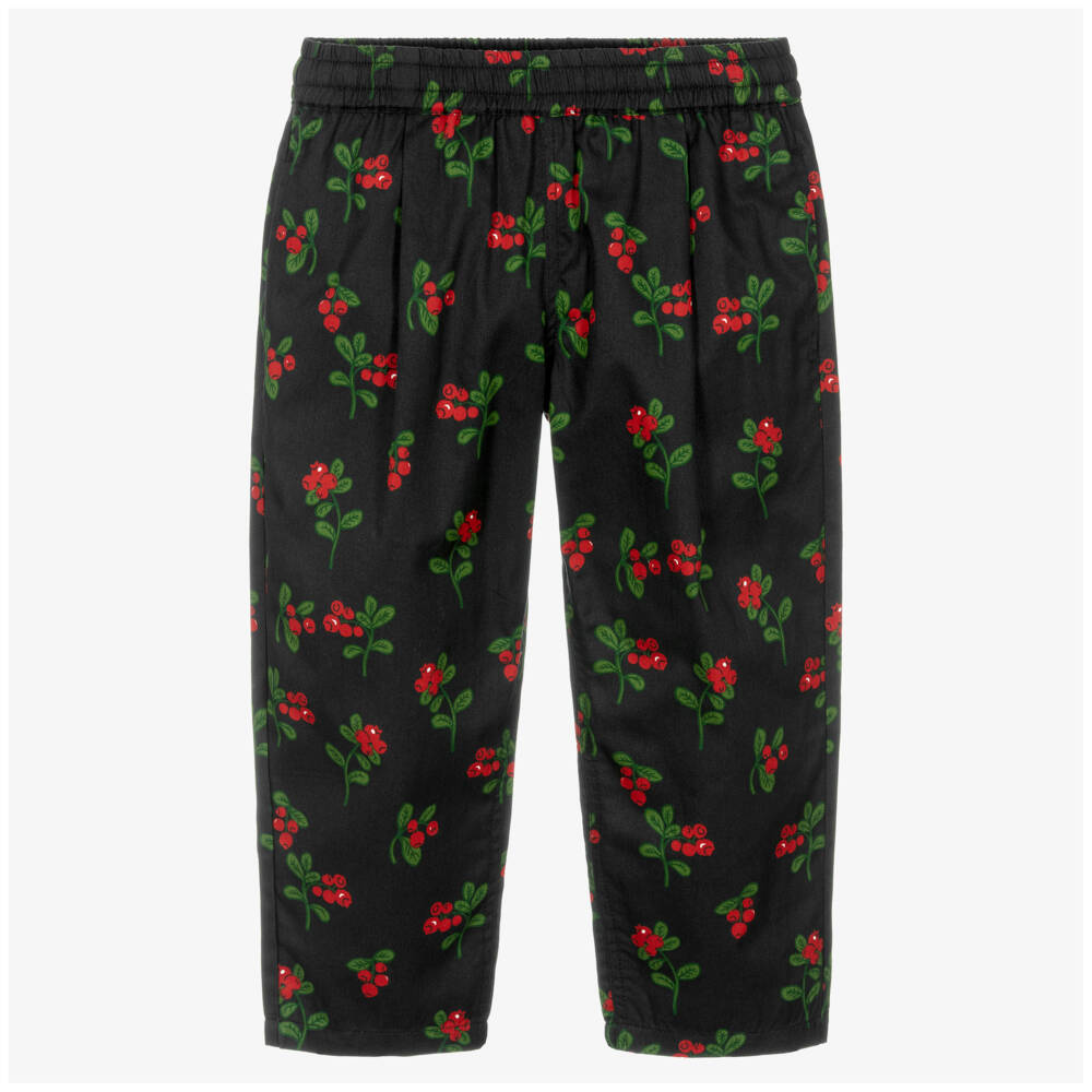 Mini Rodini-Girls Floral Pattern Black Trousers | Childrensalon Outlet