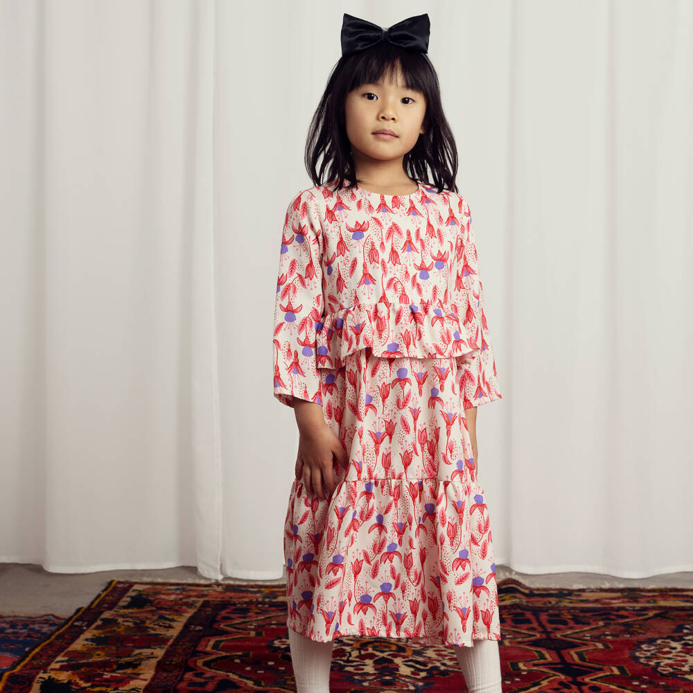 Mini Rodini-Girls Floral Pink Lyocell Gown | Childrensalon Outlet