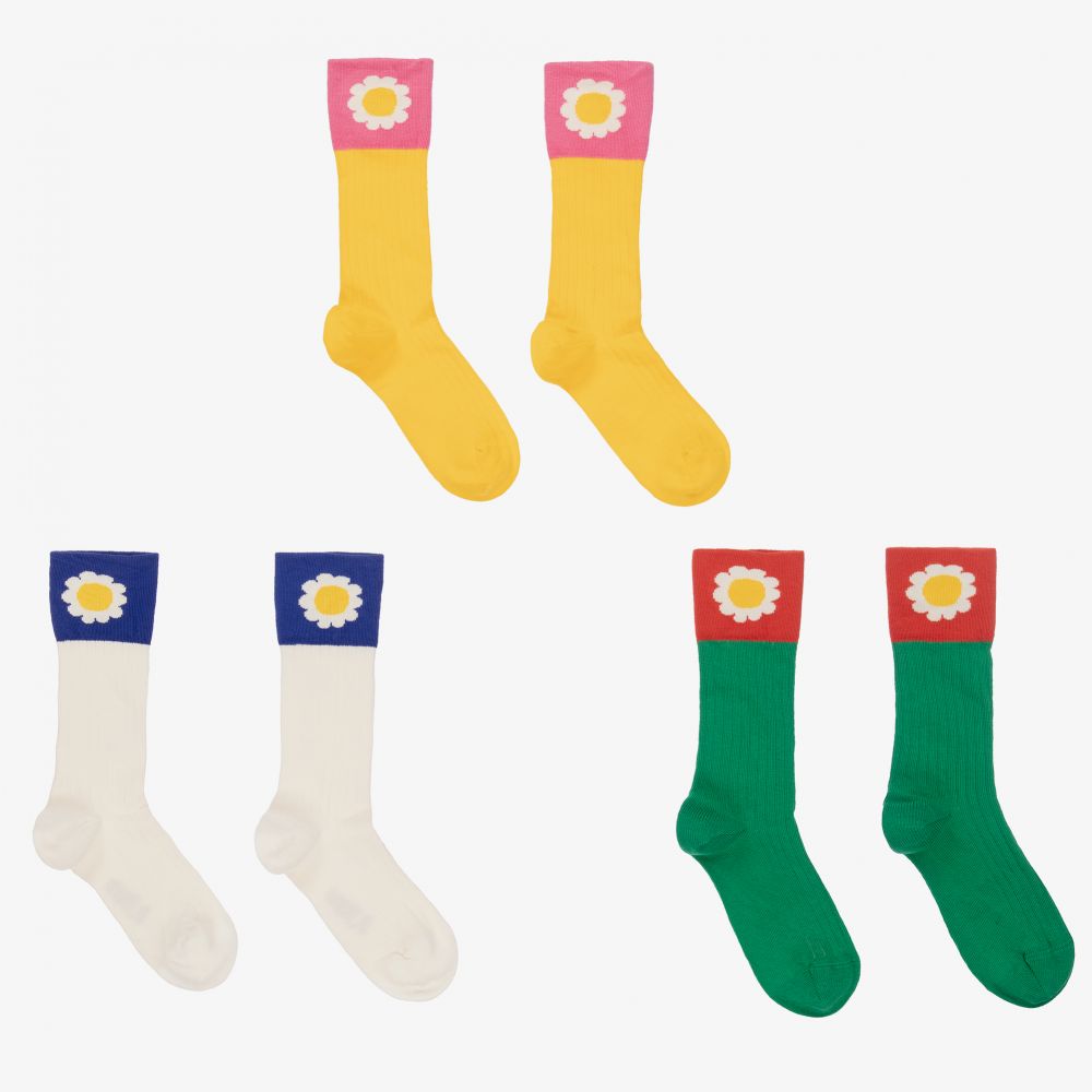 Mini Rodini - Girls Flower Socks (3 Pack) | Childrensalon