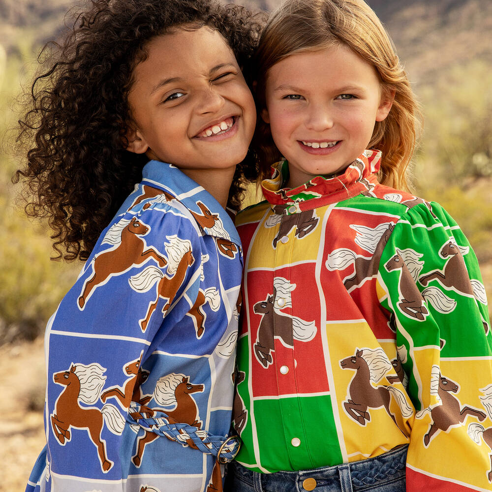 Mini Rodini-بلوز قطن عضوي تويل لون أخضر للبنات | Childrensalon Outlet