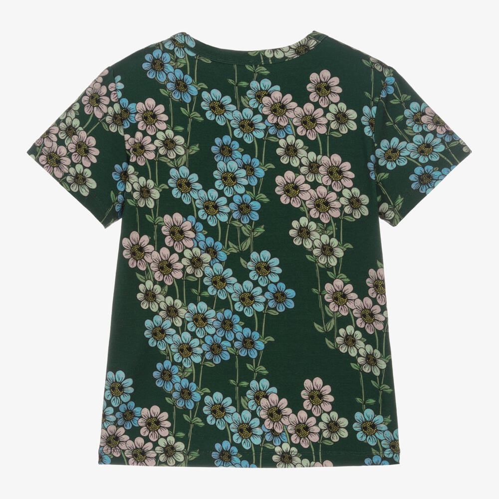 Mini Rodini-Girls Green Daisy Jersey Top | Childrensalon Outlet