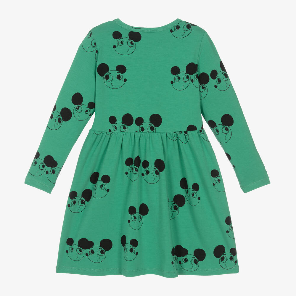 Mini Rodini-Girls Green Organic Cotton Ritzratz Dress | Childrensalon Outlet