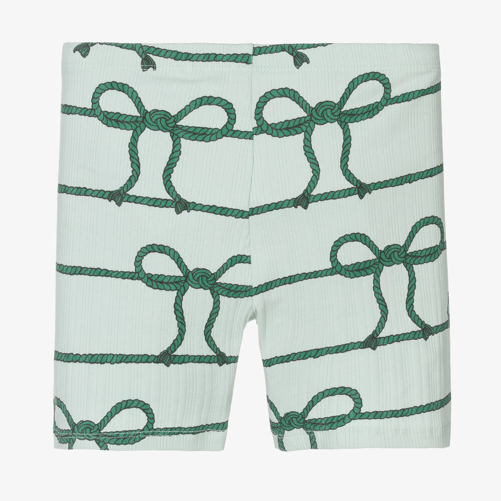 Mini Rodini-Girls Green Organic Cotton Rope Shorts | Childrensalon Outlet