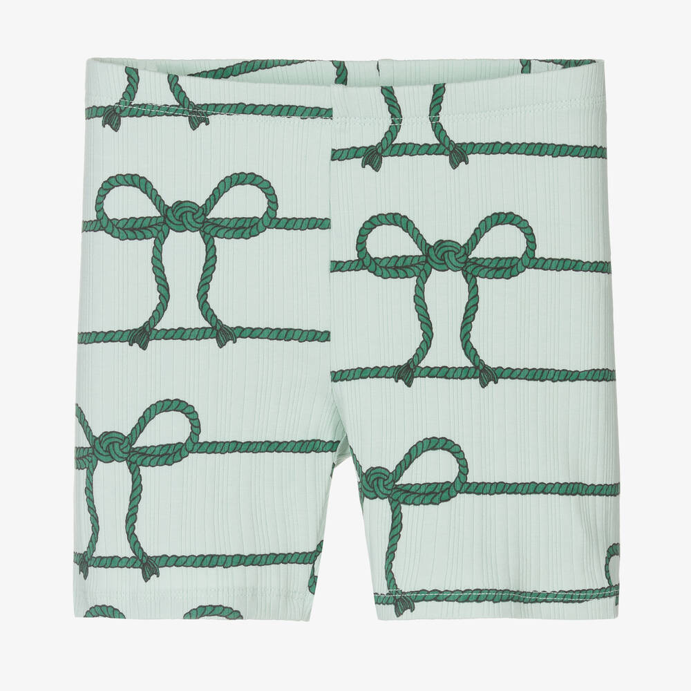 Mini Rodini - Girls Green Organic Cotton Rope Shorts | Childrensalon