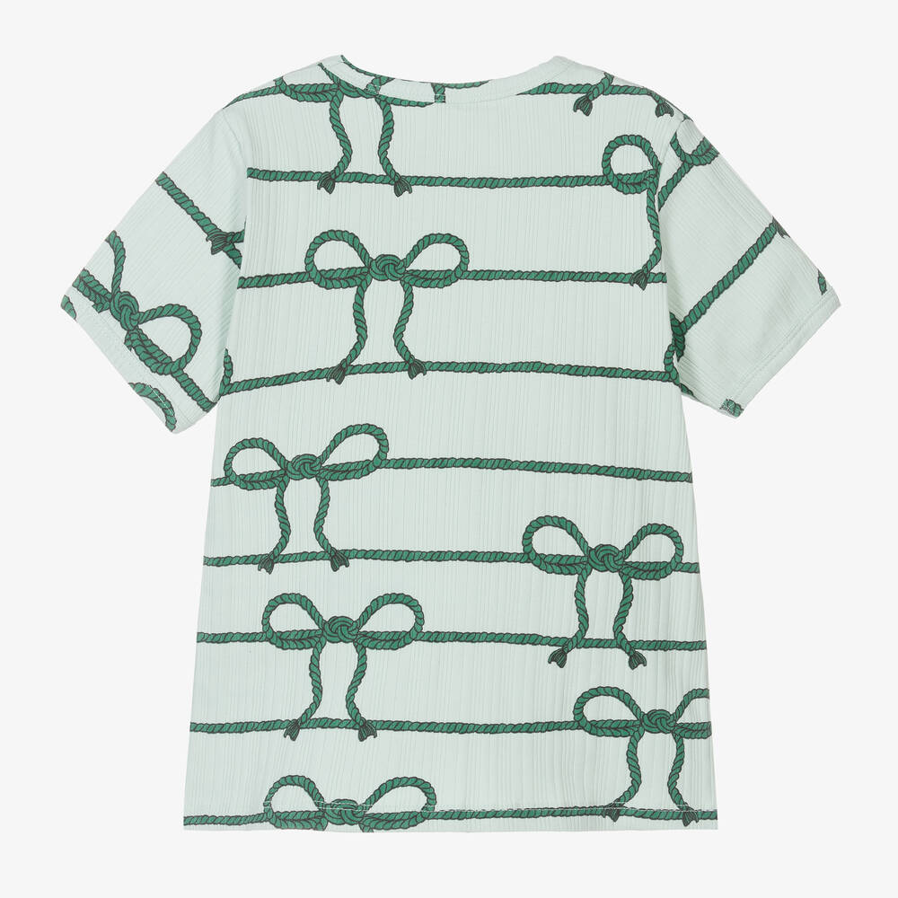 Mini Rodini-تيشيرت قطن عضوي جيرسي لون أخضر نعناعي للبنات | Childrensalon Outlet