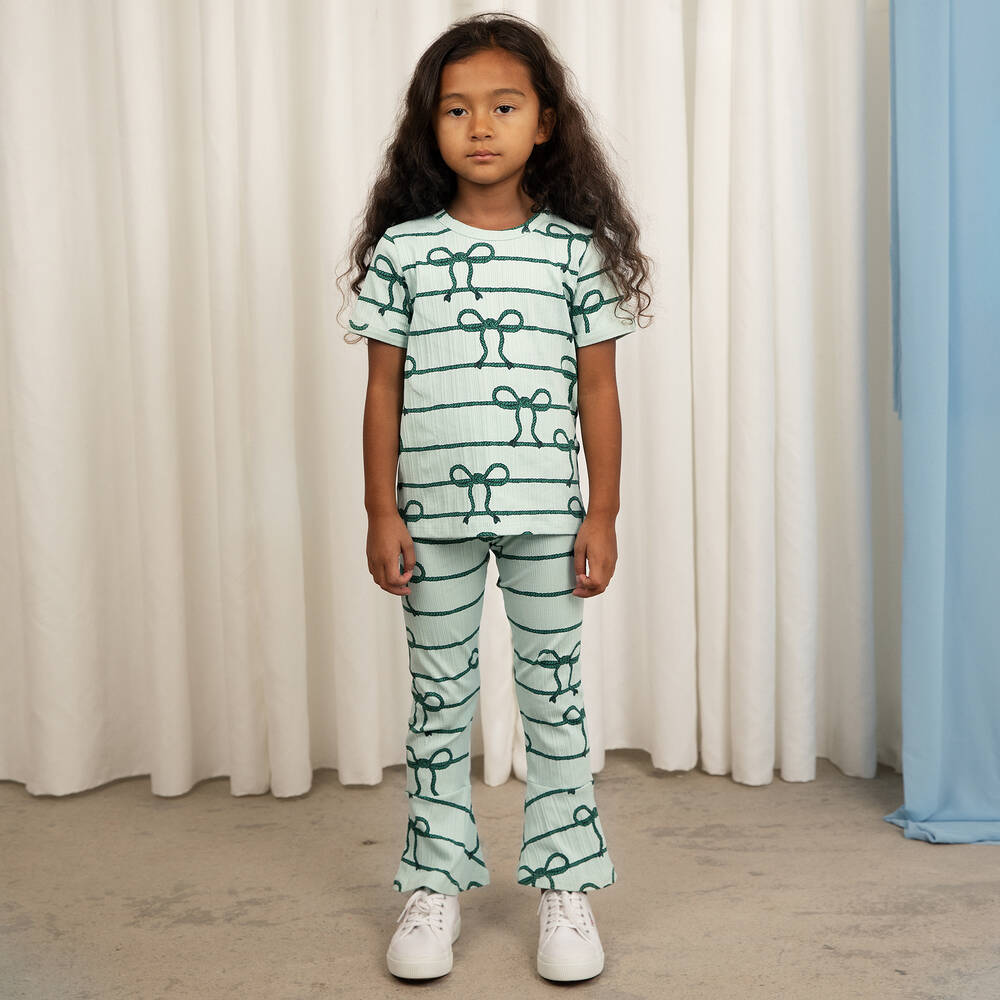 Mini Rodini-تيشيرت قطن عضوي جيرسي لون أخضر نعناعي للبنات | Childrensalon Outlet