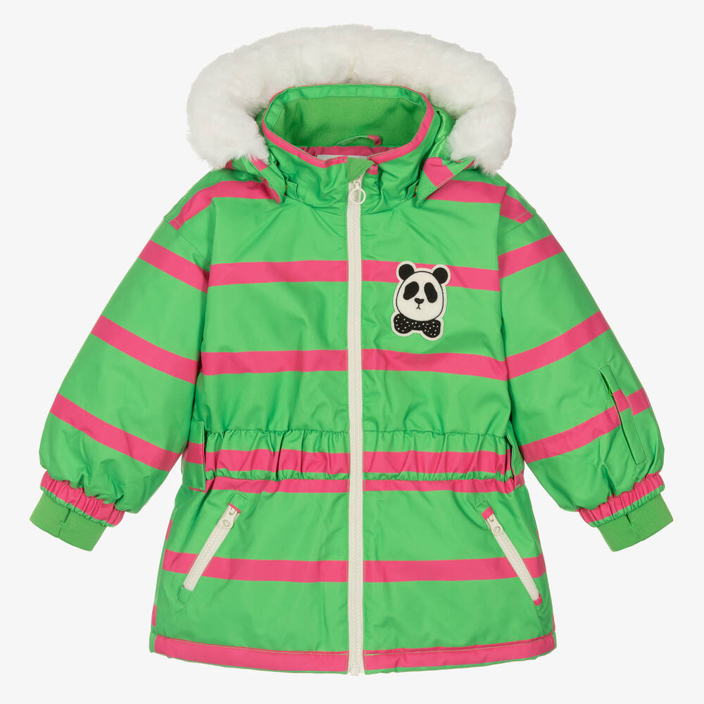 Mini Rodini - Girls Green & Pink Waterproof Ski Jacket | Childrensalon