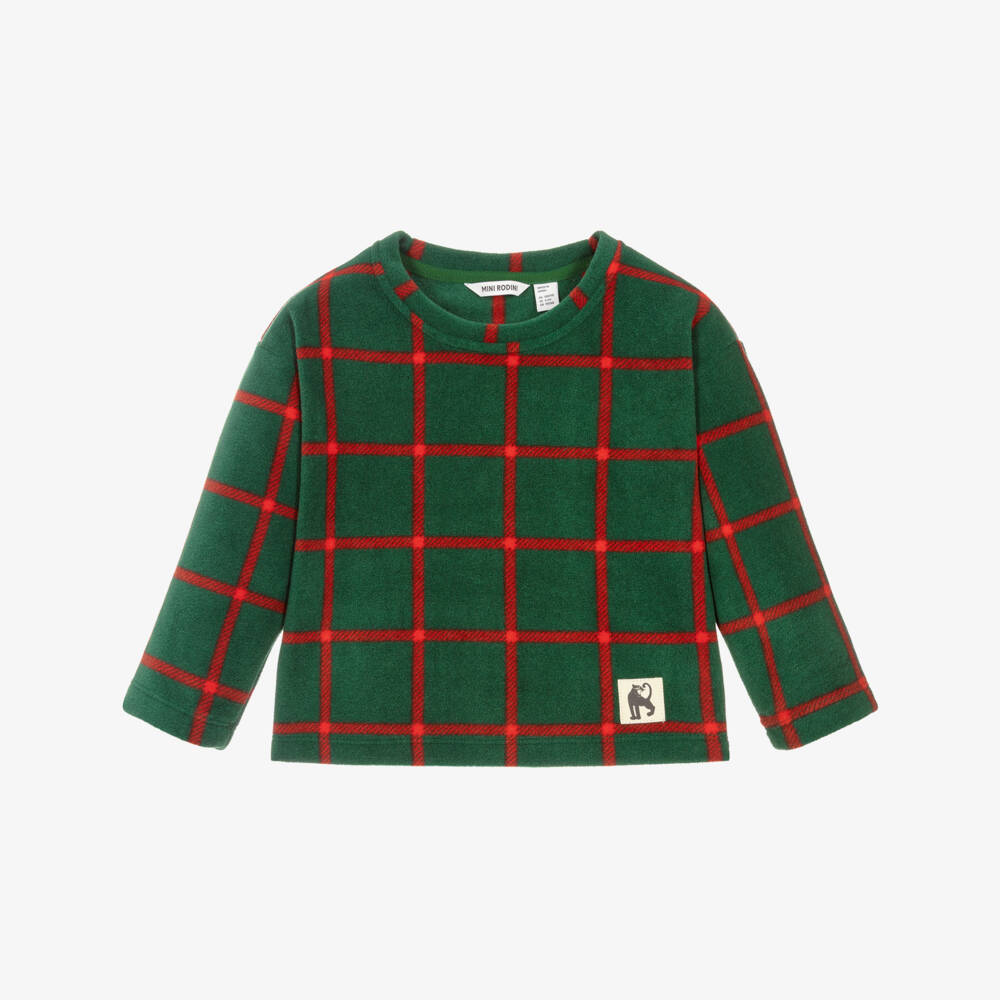 Mini Rodini-Girls Green Tartan Long-Sleeve Top | Childrensalon Outlet