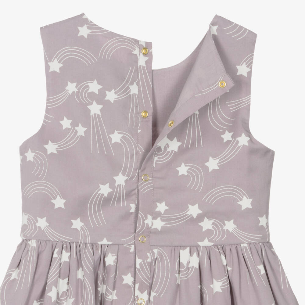 Mini Rodini-Girls Grey-Purple Star Print Dress | Childrensalon Outlet