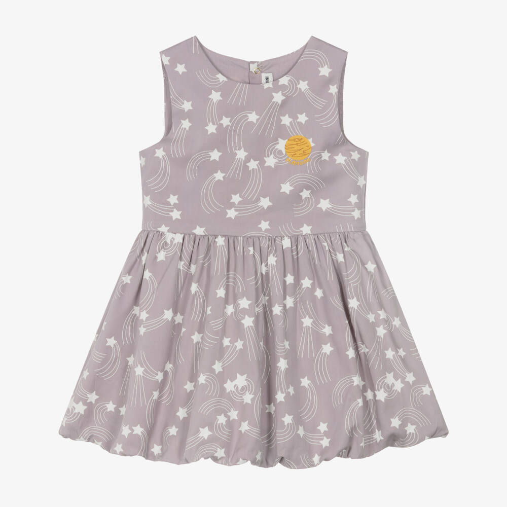Mini Rodini-Girls Grey-Purple Star Print Dress | Childrensalon Outlet