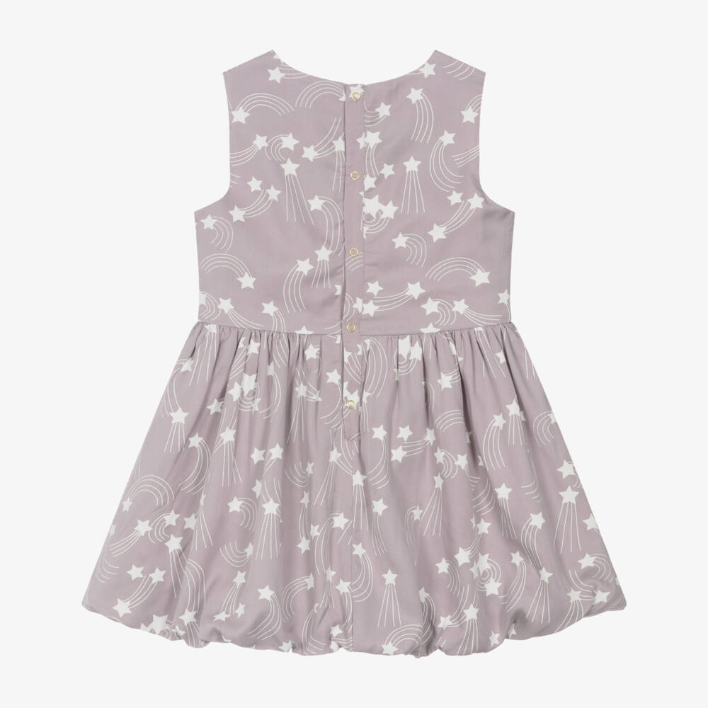Mini Rodini-Girls Grey-Purple Star Print Dress | Childrensalon Outlet
