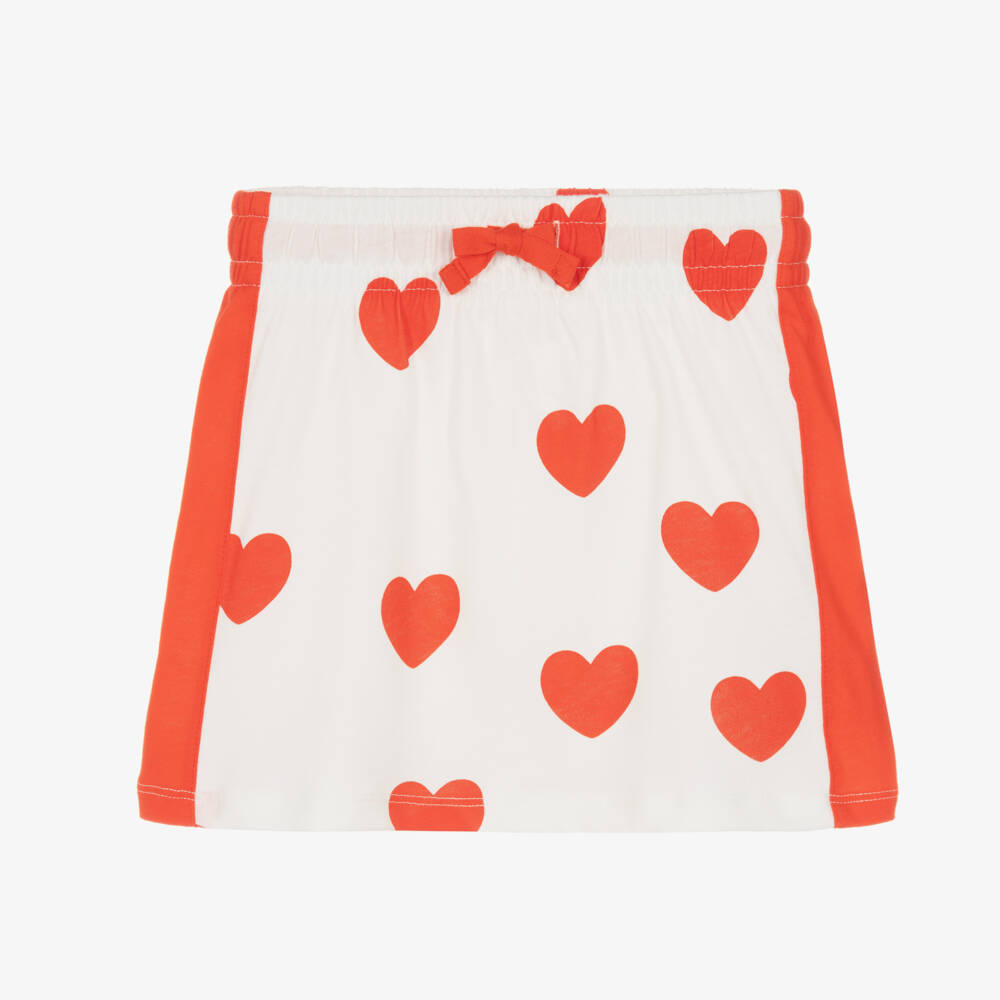 Mini Rodini-Girls Heart-Patterned Cotton Skirt | Childrensalon Outlet