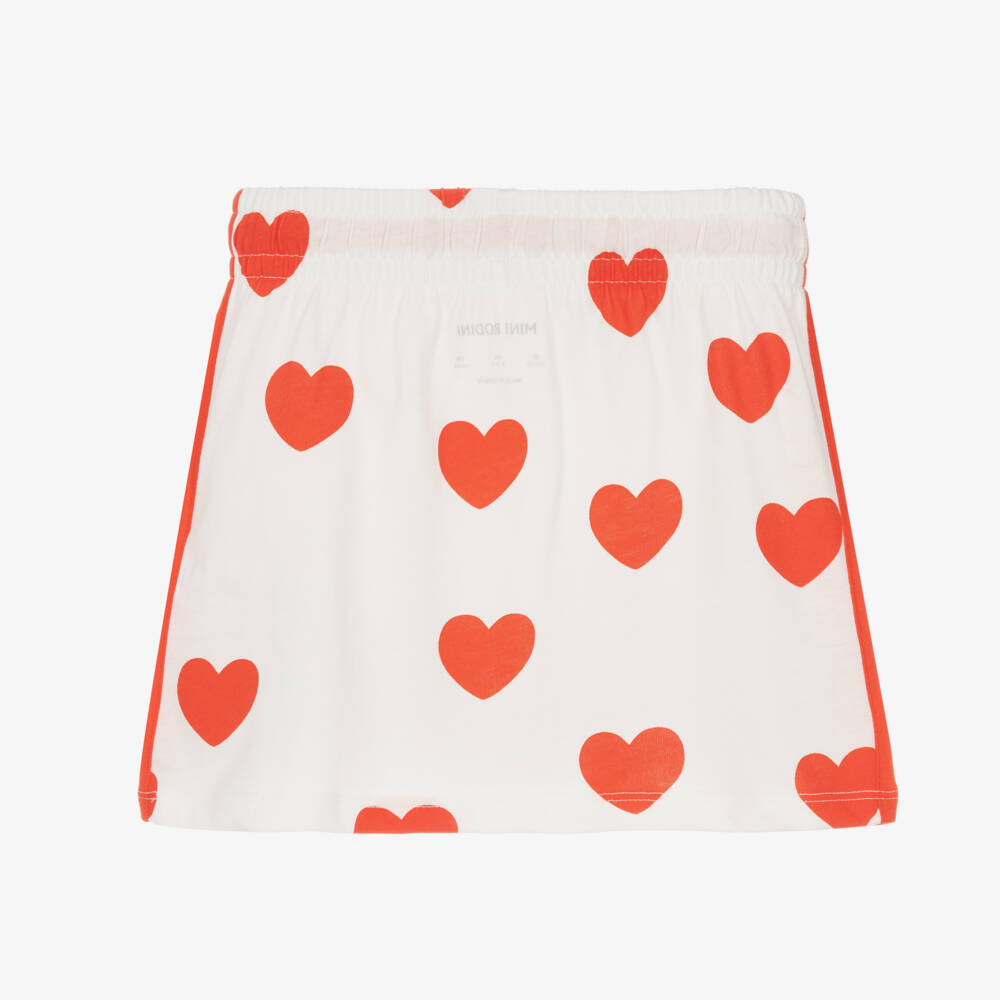 Mini Rodini-Girls Heart-Patterned Cotton Skirt | Childrensalon Outlet
