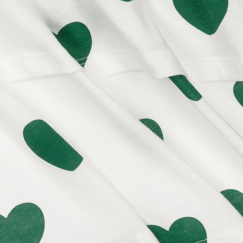 ميني روديني-فستان قطن لون أبيض وأخضر | Childrensalon Outlet