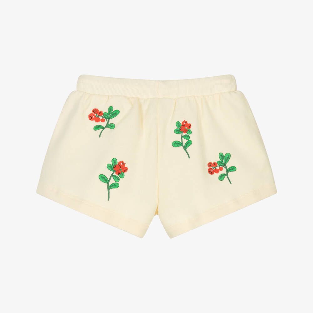 Mini Rodini-Girls Ivory Berry Embroidered Shorts | Childrensalon Outlet
