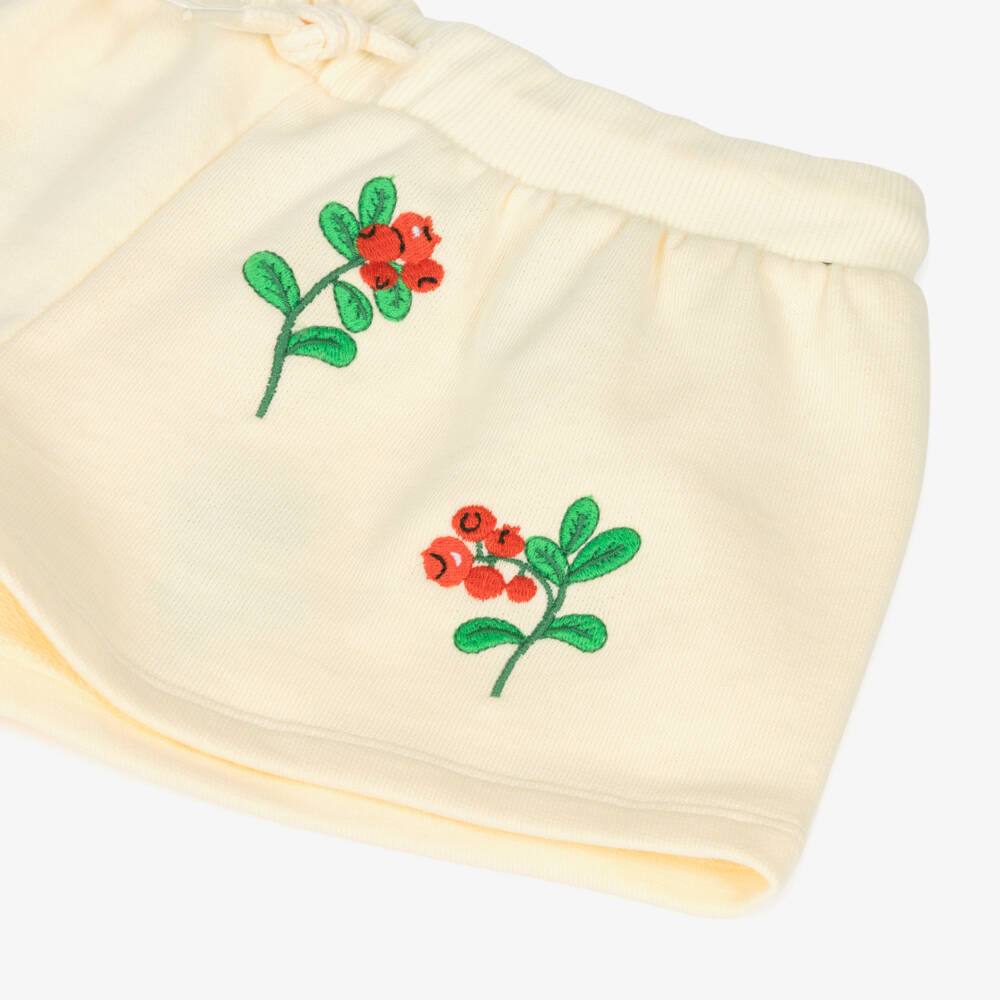 Mini Rodini-Girls Ivory Berry Embroidered Shorts | Childrensalon Outlet