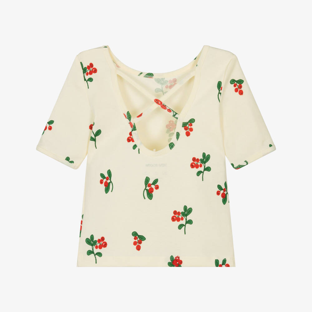 Mini Rodini-Girls Ivory Berry Print Tee | Childrensalon Outlet