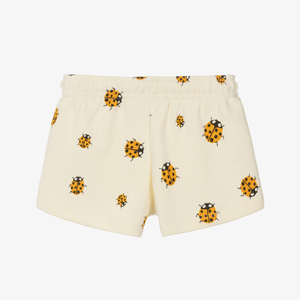 Mini Rodini-Girls Ivory Bug-Patterned Cotton Shorts | Childrensalon Outlet