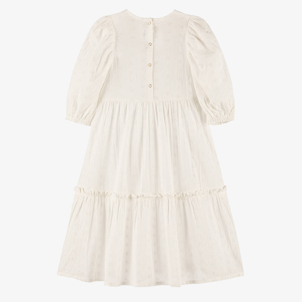 Mini Rodini-Girls Ivory Cotton Broderie Anglaise Maxi Dress | Childrensalon Outlet