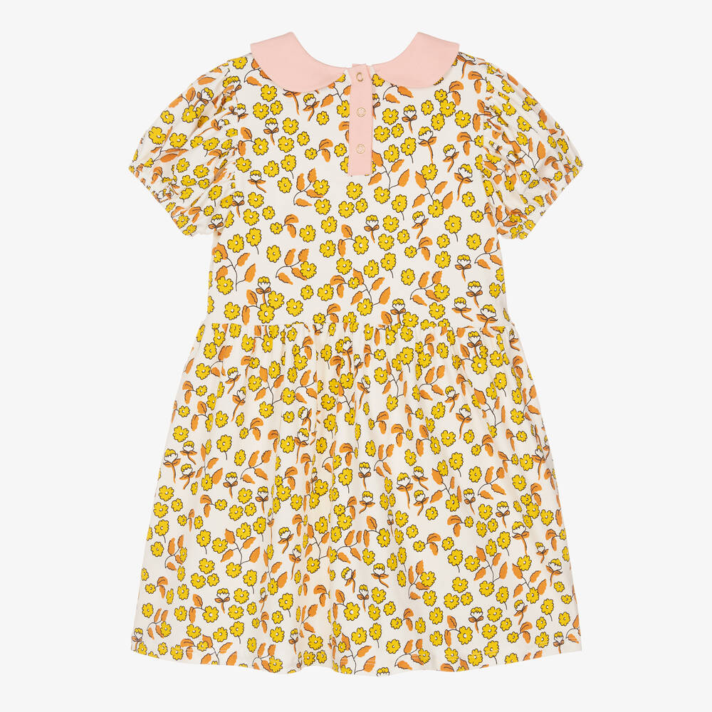 Mini Rodini-Girls Ivory Cotton Floral Print Dress | Childrensalon Outlet