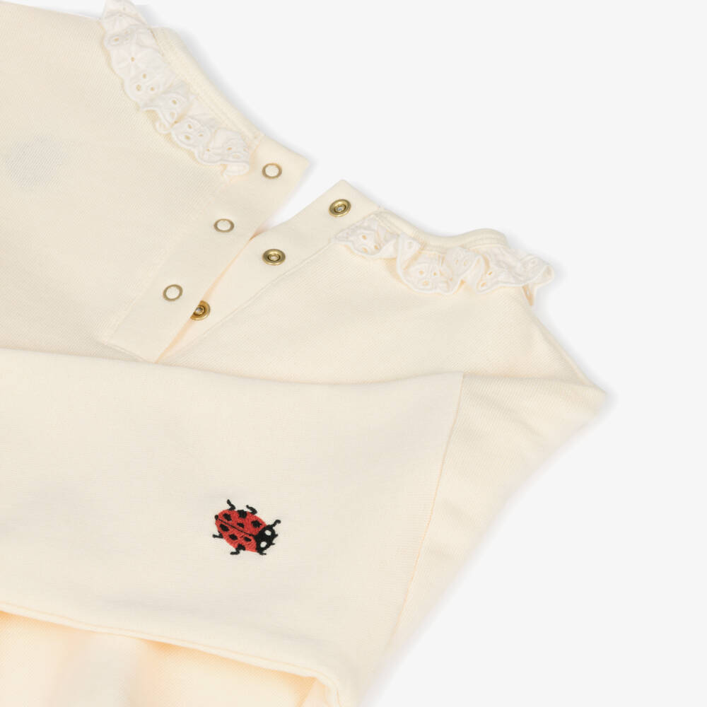 Mini Rodini-Girls Ivory Cotton Ladybird Pullover | Childrensalon Outlet