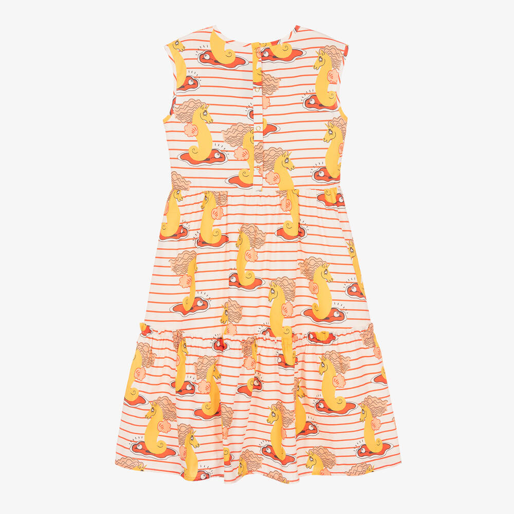 Mini Rodini-فستان قطن عضوي مقلم لون عاجي | Childrensalon Outlet