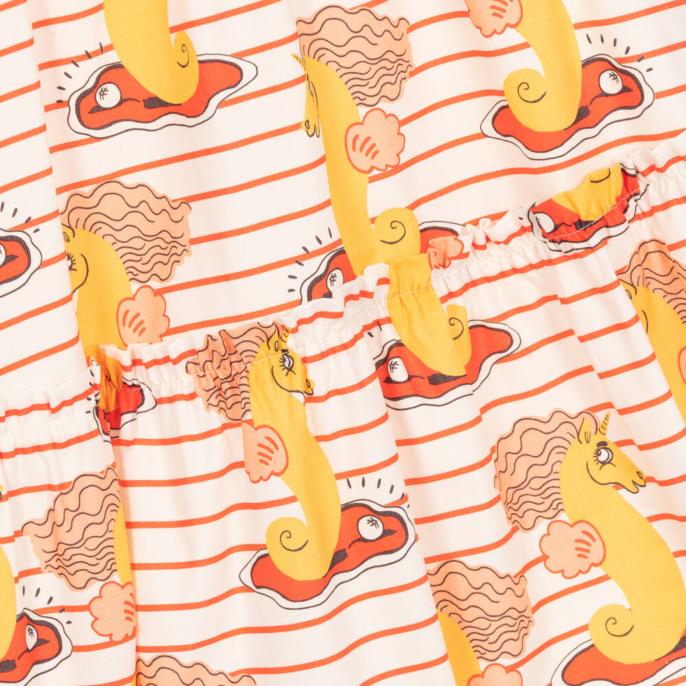 Mini Rodini-فستان قطن عضوي مقلم لون عاجي | Childrensalon Outlet