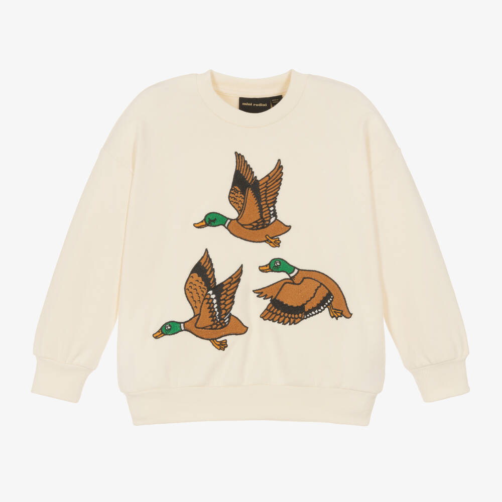 Mini Rodini-Girls Ivory Duck Embroidered Jumper | Childrensalon Outlet