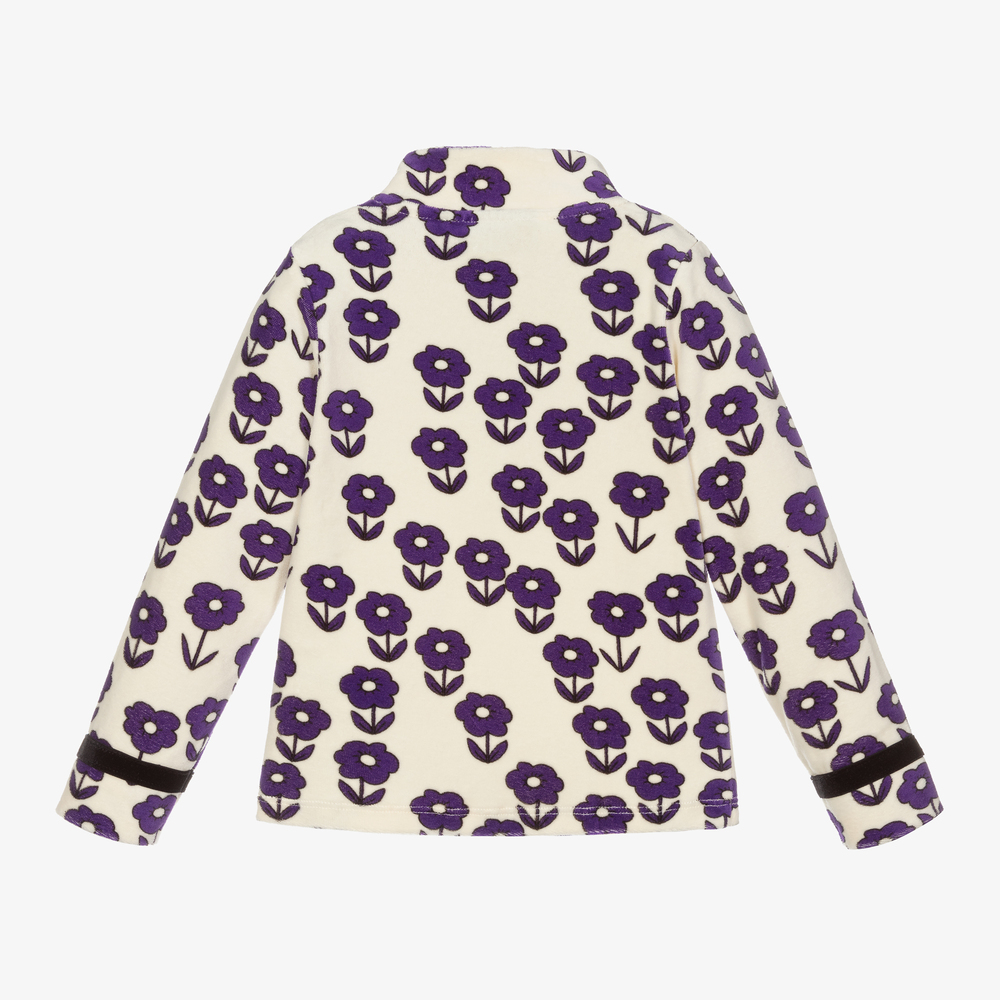 Mini Rodini-Girls Ivory Floral Velour Top | Childrensalon Outlet