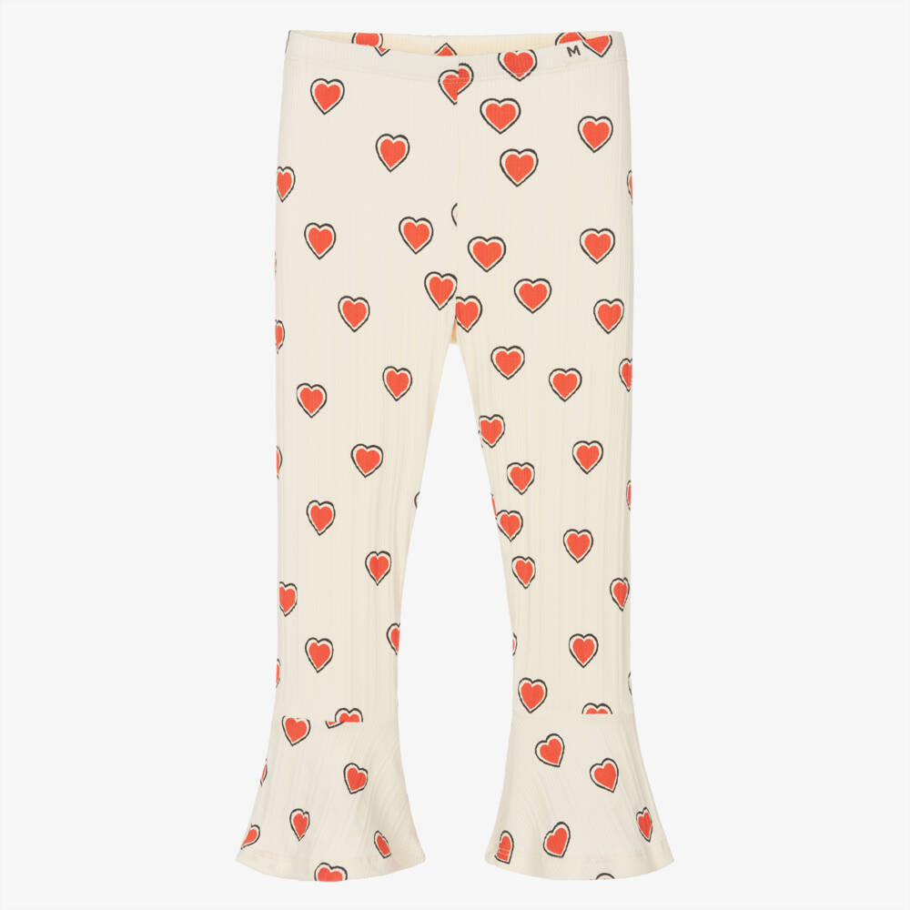 Mini Rodini-Girls Ivory Heart Patterned Trousers | Childrensalon Outlet